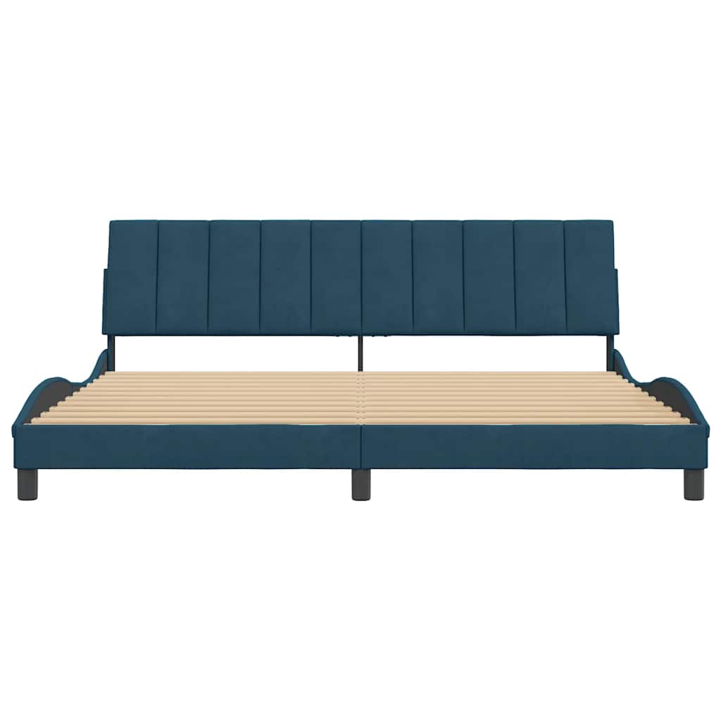 Bettgestell ohne Matratze Blau 90x190 cm Samt