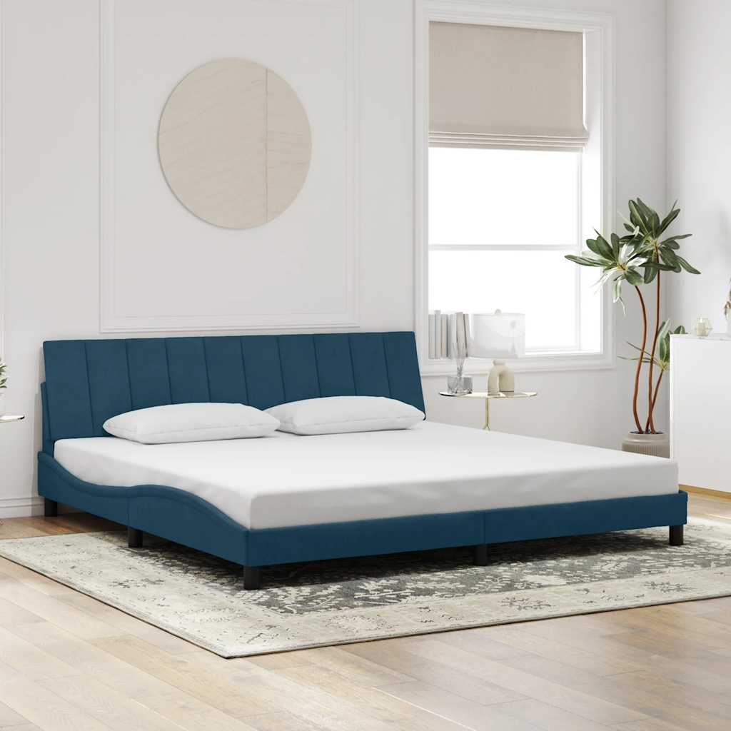 Bettgestell ohne Matratze Blau 90x190 cm Samt
