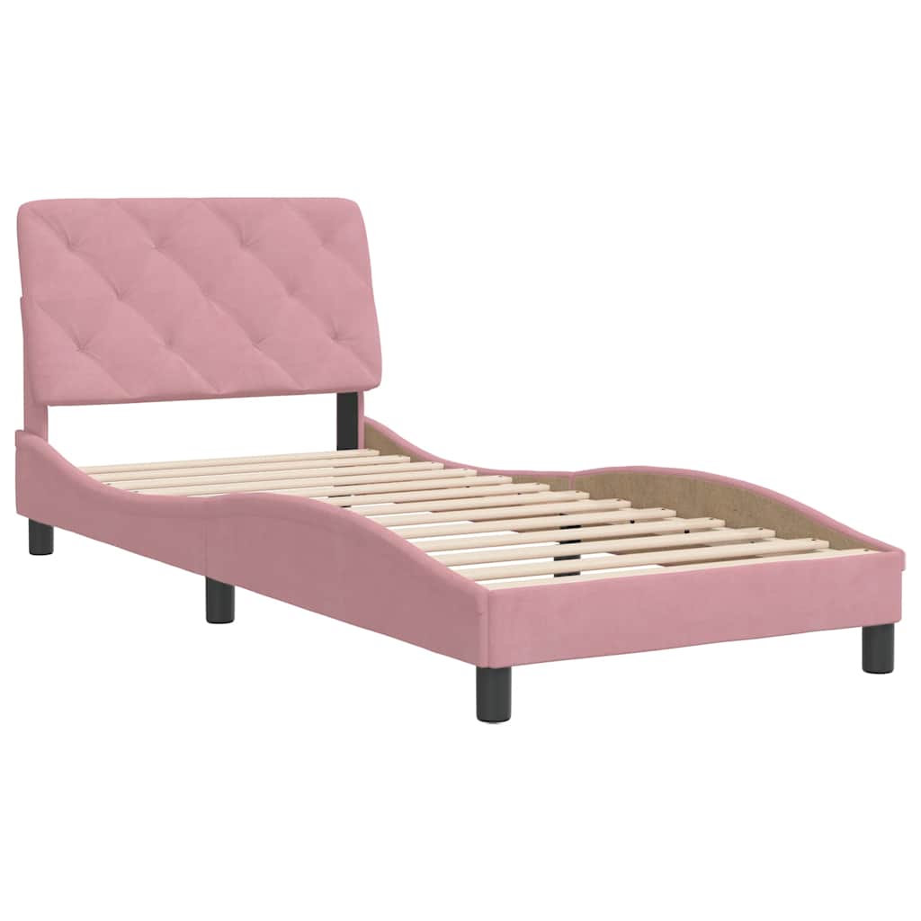 Bettgestell ohne Matratze Rosa 90x190 cm Samt
