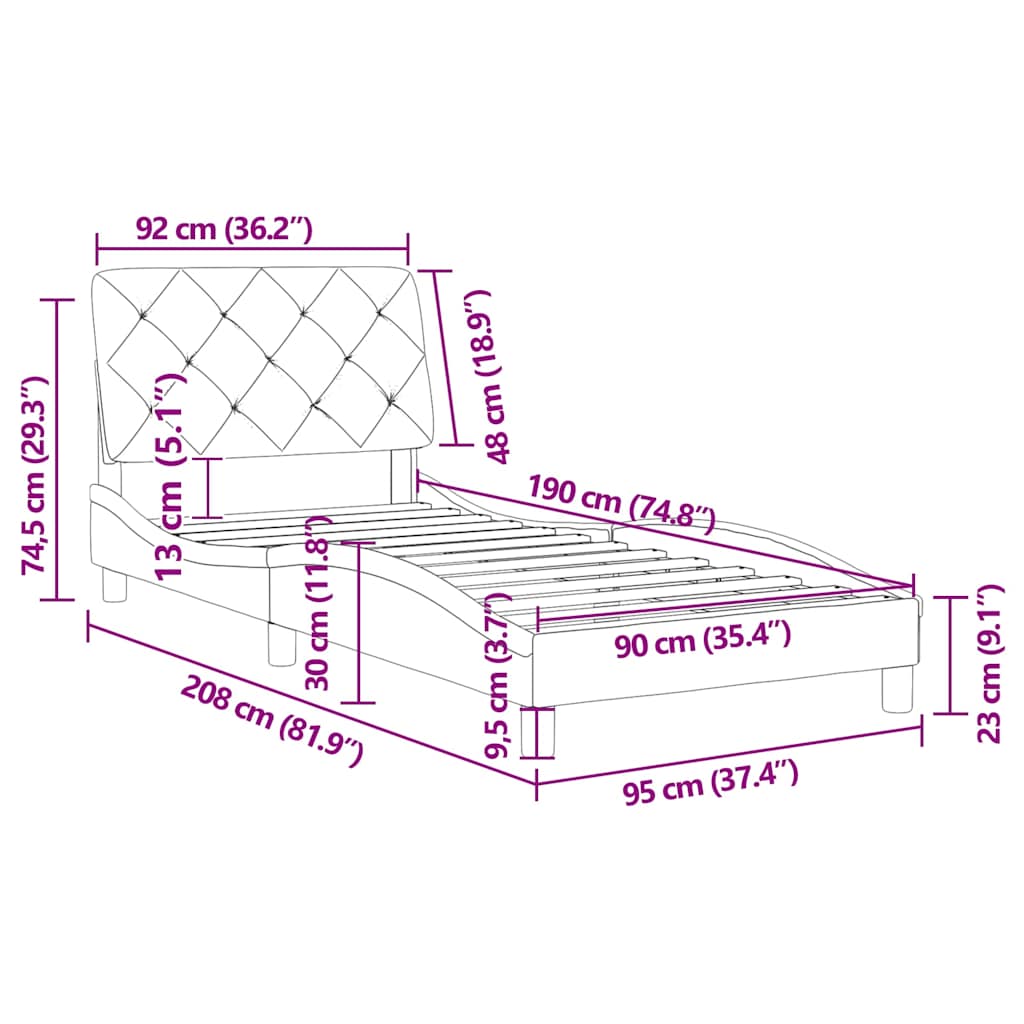 Bettgestell ohne Matratze Rosa 90x190 cm Samt