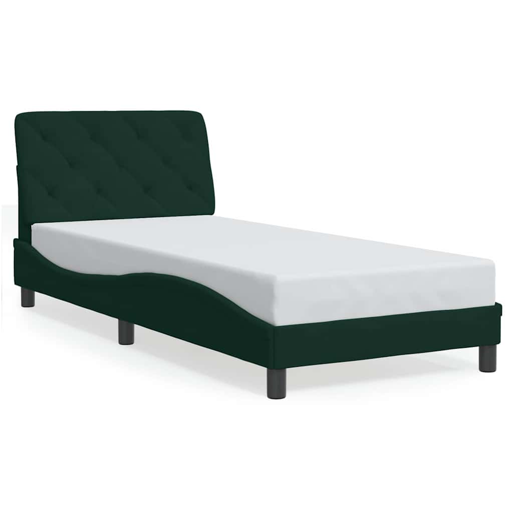 Bettgestell ohne Matratze Dunkelgrün 90x200 cm Samt