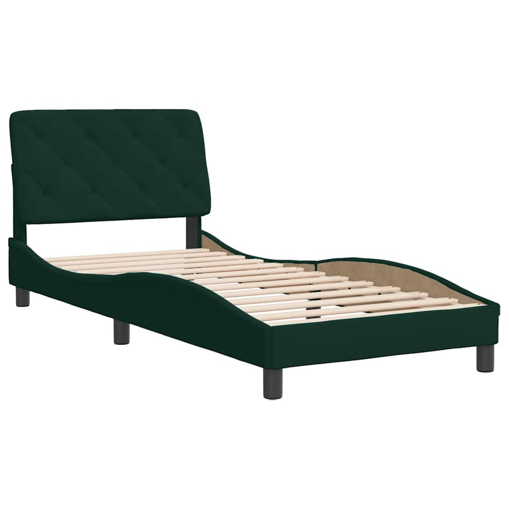 Bettgestell ohne Matratze Dunkelgrün 90x200 cm Samt