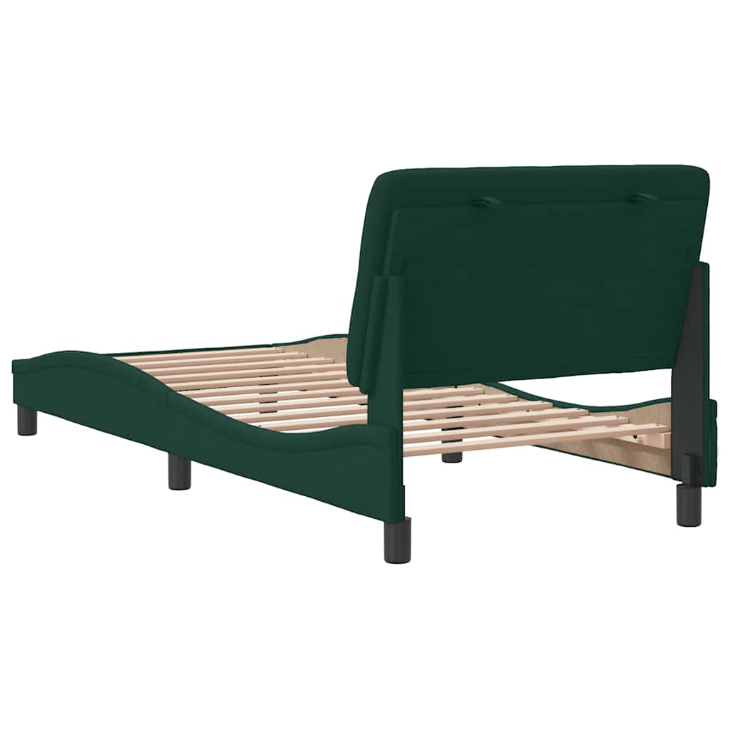 Bettgestell ohne Matratze Dunkelgrün 90x200 cm Samt
