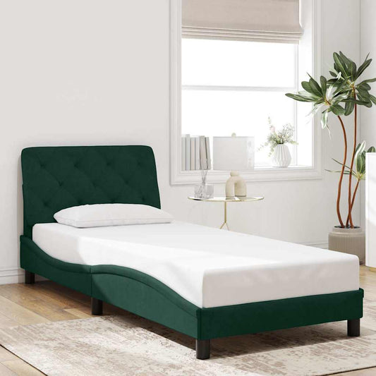 Bettgestell ohne Matratze Dunkelgrün 90x200 cm Samt