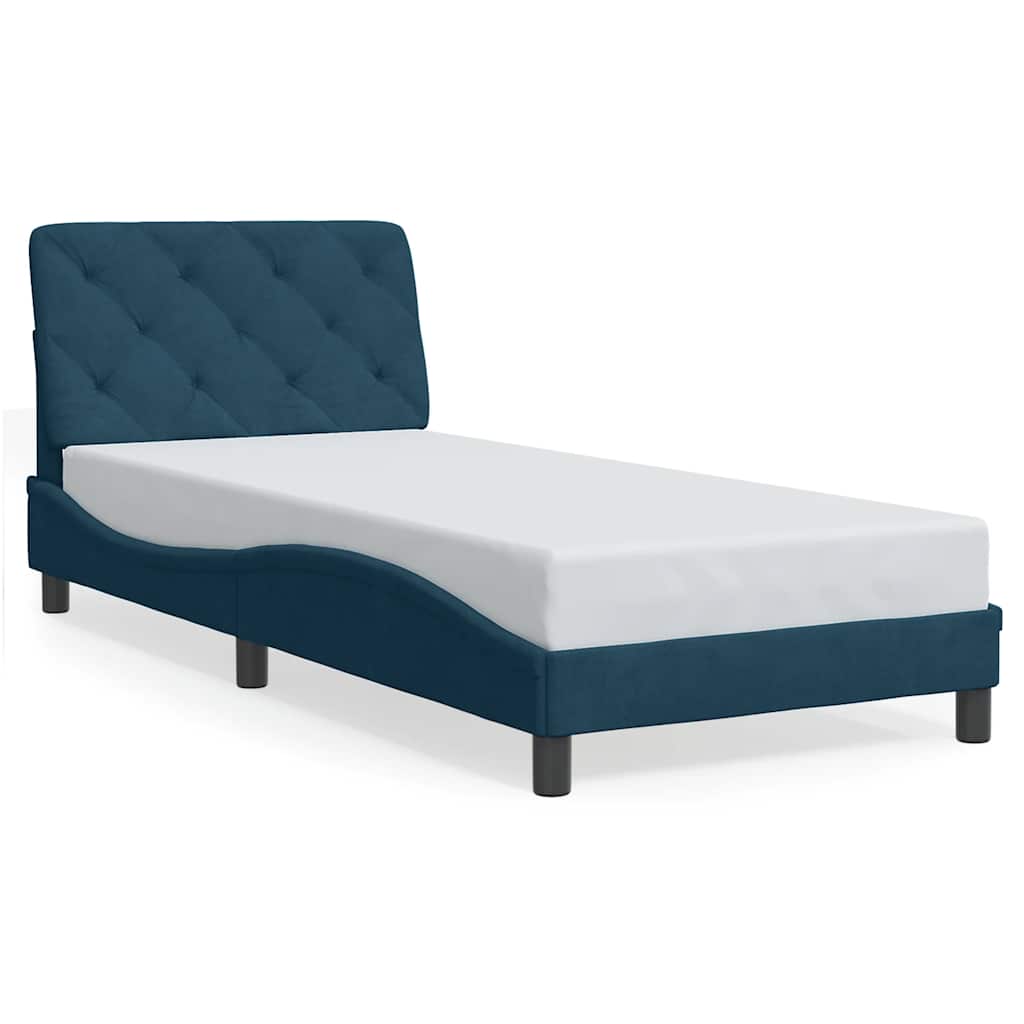 Bettgestell ohne Matratze Blau 90x200 cm Samt