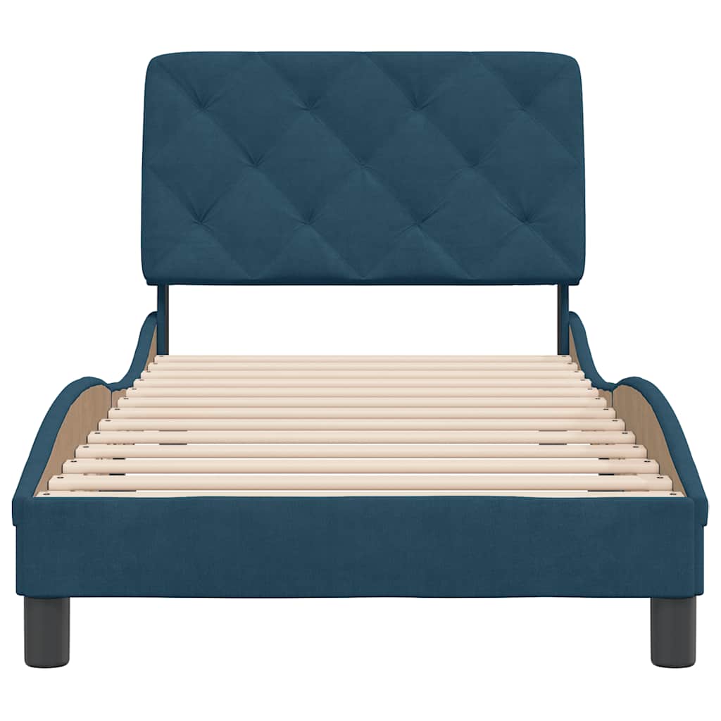 Bettgestell ohne Matratze Blau 90x200 cm Samt