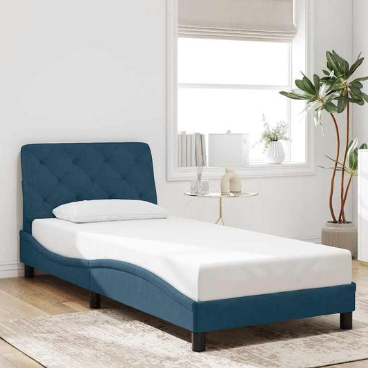 Bettgestell ohne Matratze Blau 90x200 cm Samt