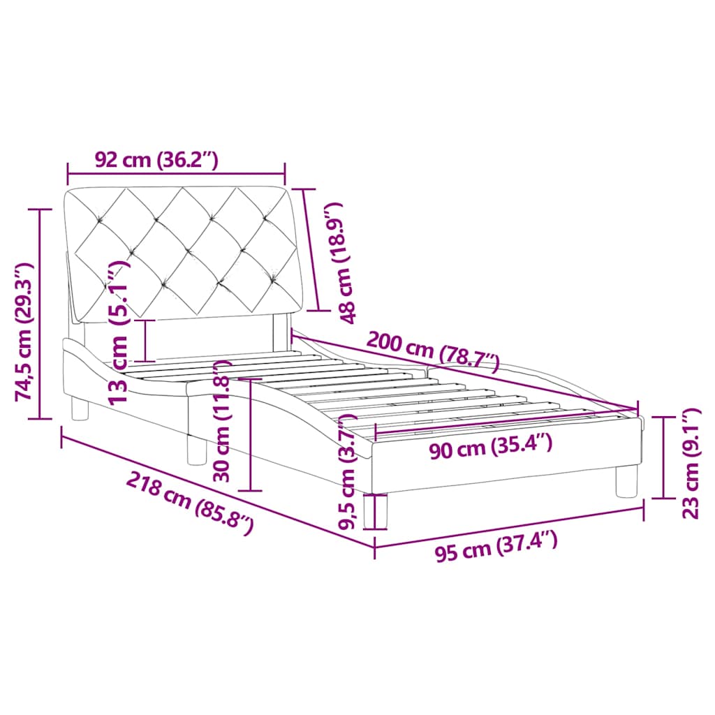 Bettgestell ohne Matratze Rosa 90x200 cm Samt