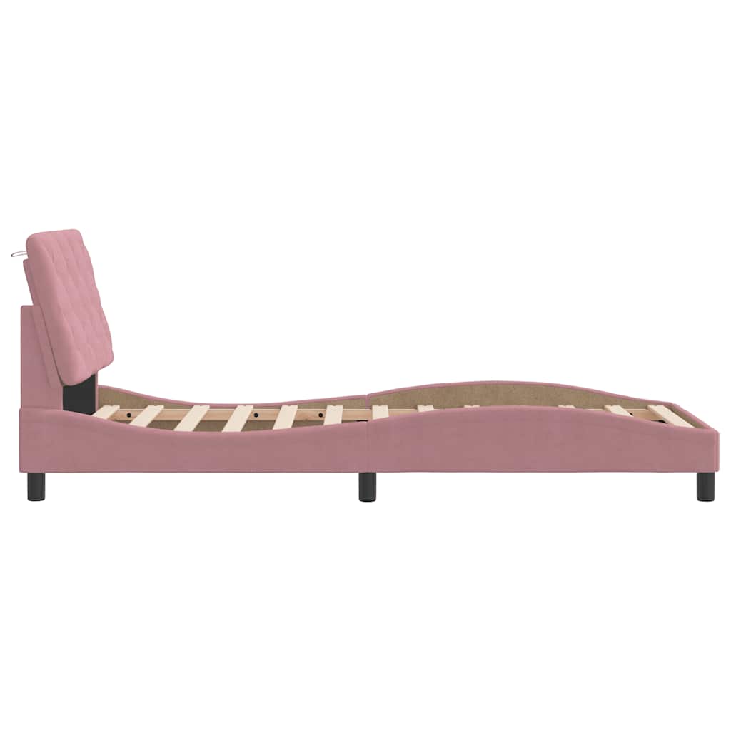 Bettgestell ohne Matratze Rosa 90x200 cm Samt
