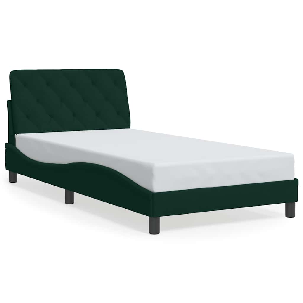 Bettgestell ohne Matratze Dunkelgrün 100x200 cm Samt