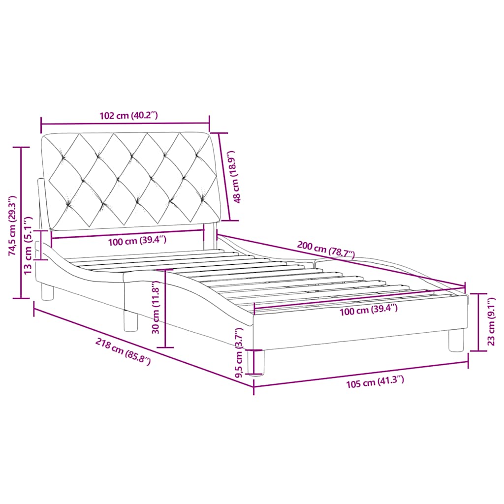 Bettgestell ohne Matratze Dunkelgrün 100x200 cm Samt