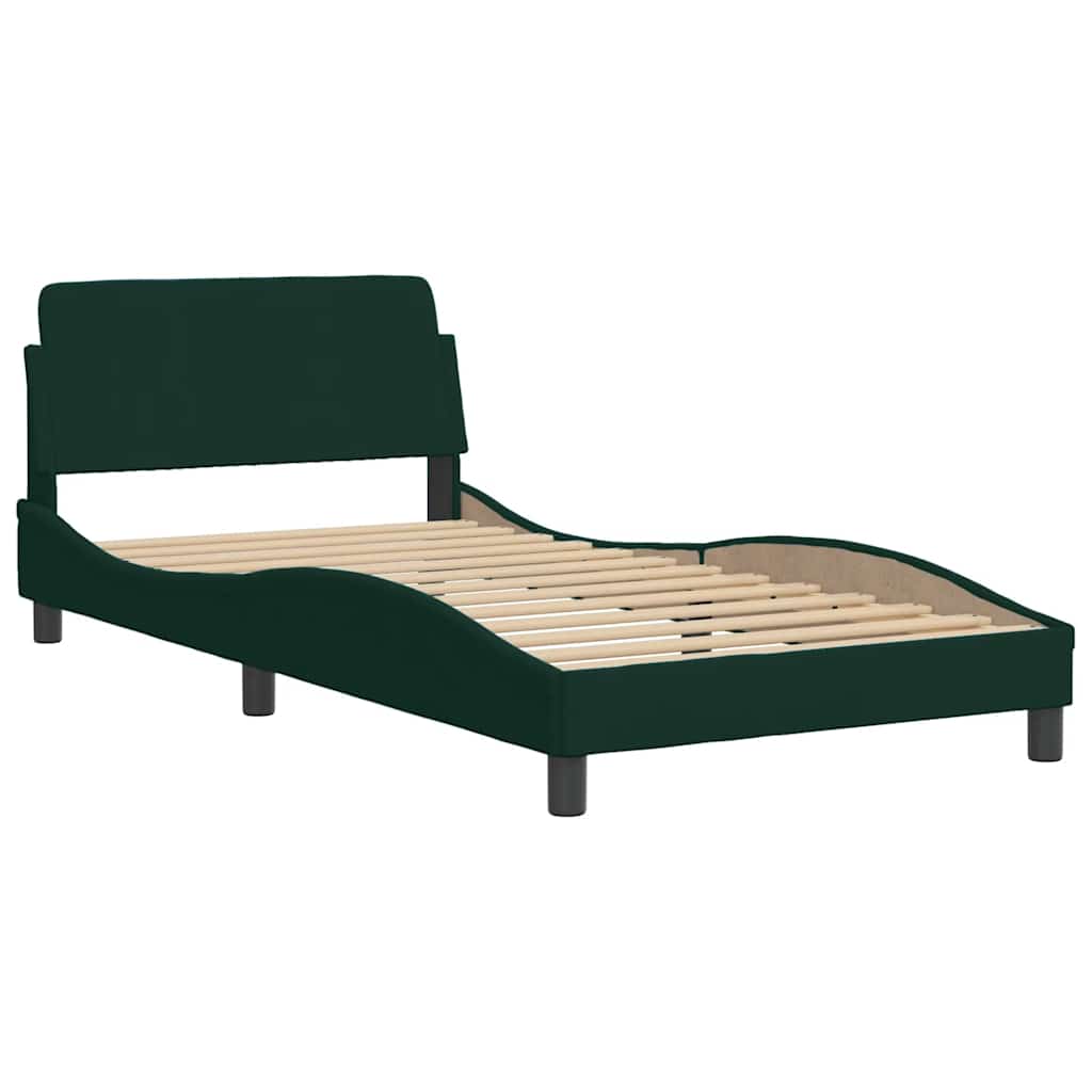 Bettgestell ohne Matratze Dunkelgrün 100x200 cm Samt