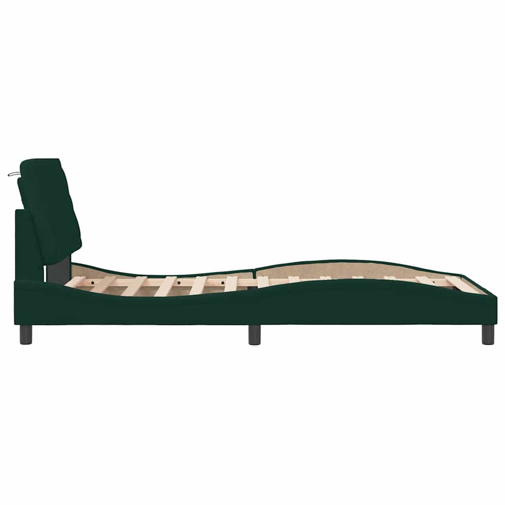 Bettgestell ohne Matratze Dunkelgrün 100x200 cm Samt