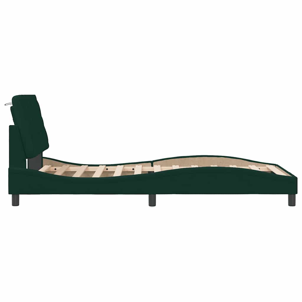 Bettgestell ohne Matratze Dunkelgrün 100x200 cm Samt