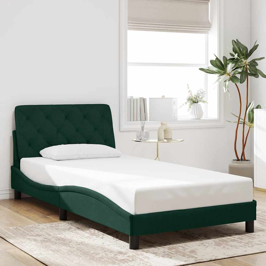 Bettgestell ohne Matratze Dunkelgrün 100x200 cm Samt