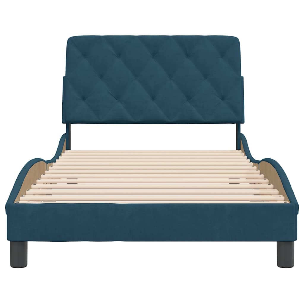 Bettgestell ohne Matratze Blau 100x200 cm Samt