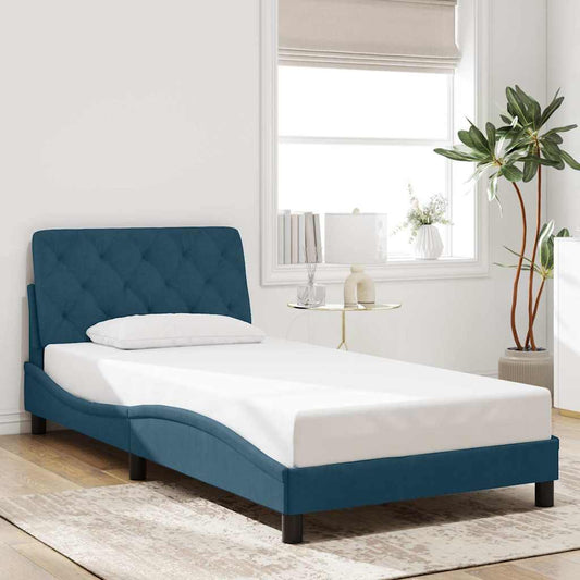Bettgestell ohne Matratze Blau 100x200 cm Samt