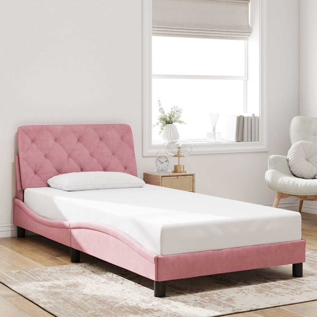 Bettgestell ohne Matratze Rosa 100x200 cm Samt