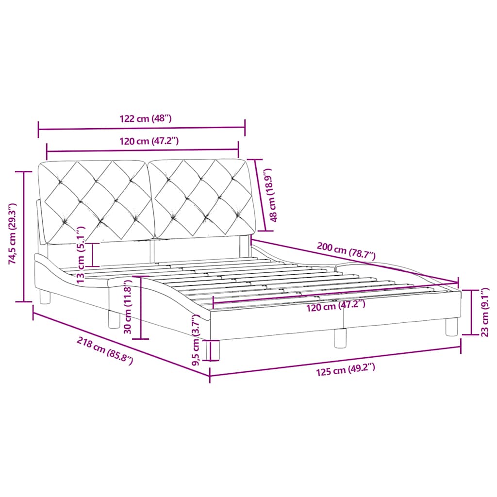 Bettgestell ohne Matratze Schwarz 120x200 cm Samt