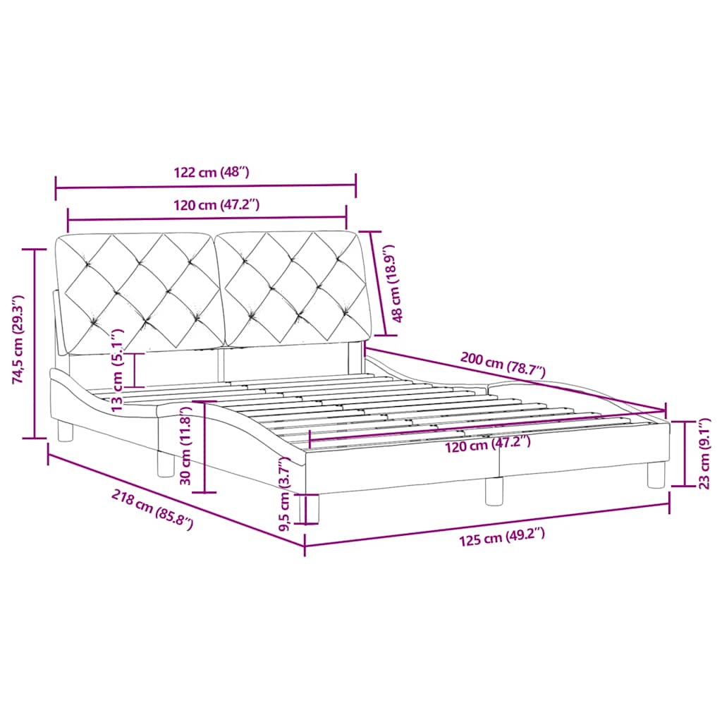Bettgestell ohne Matratze Blau 120x200 cm Samt