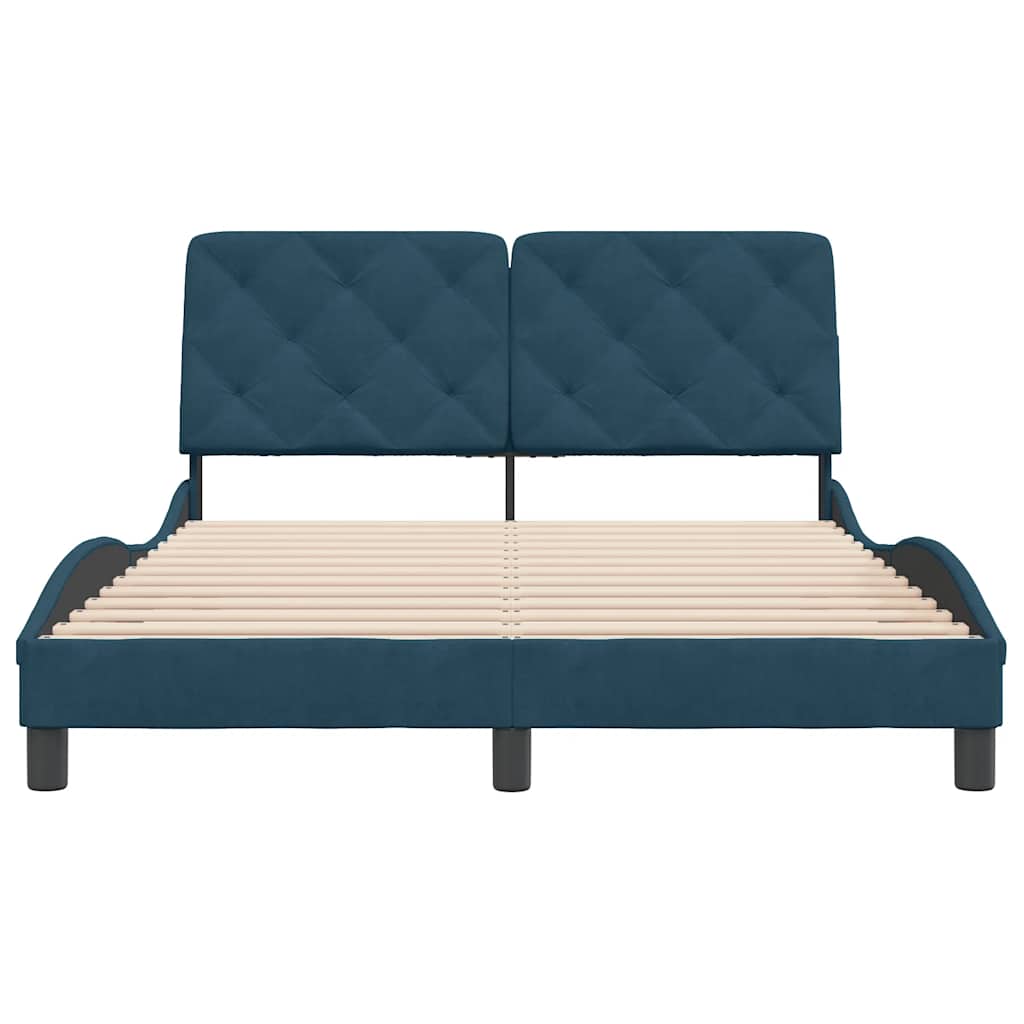 Bettgestell ohne Matratze Blau 120x200 cm Samt