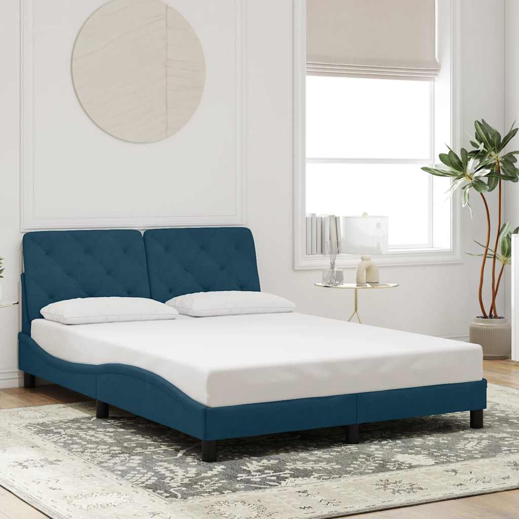 Bettgestell ohne Matratze Blau 120x200 cm Samt