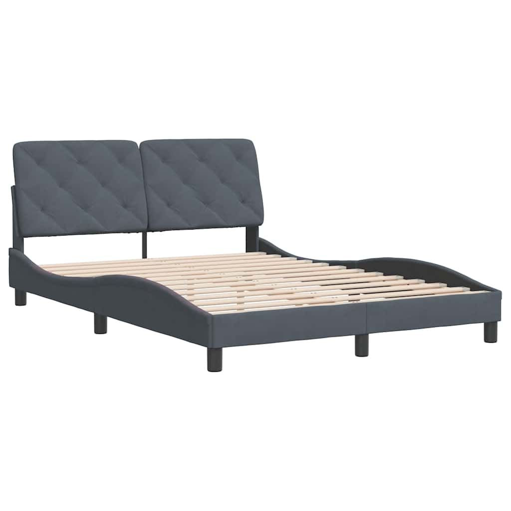 Bettgestell ohne Matratze Dunkelgrau 140x190 cm Samt