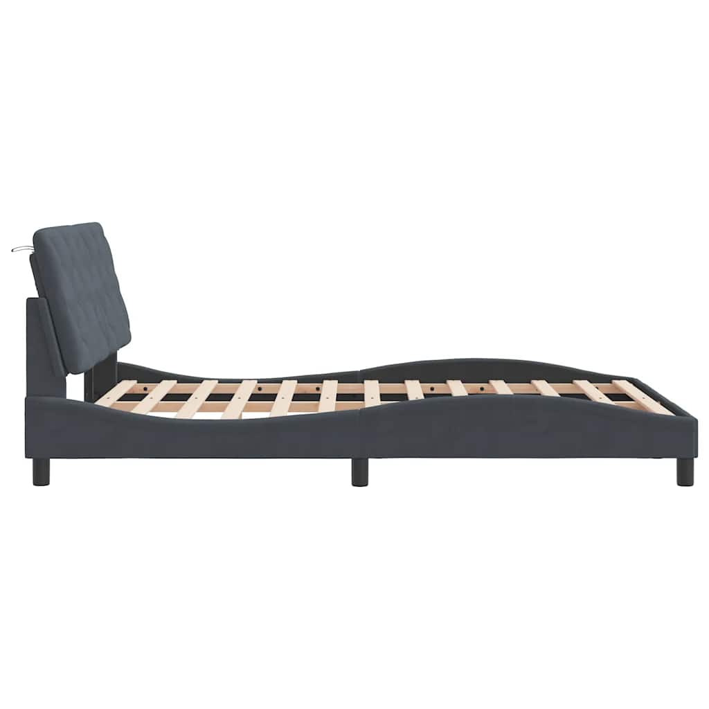 Bettgestell ohne Matratze Dunkelgrau 140x190 cm Samt