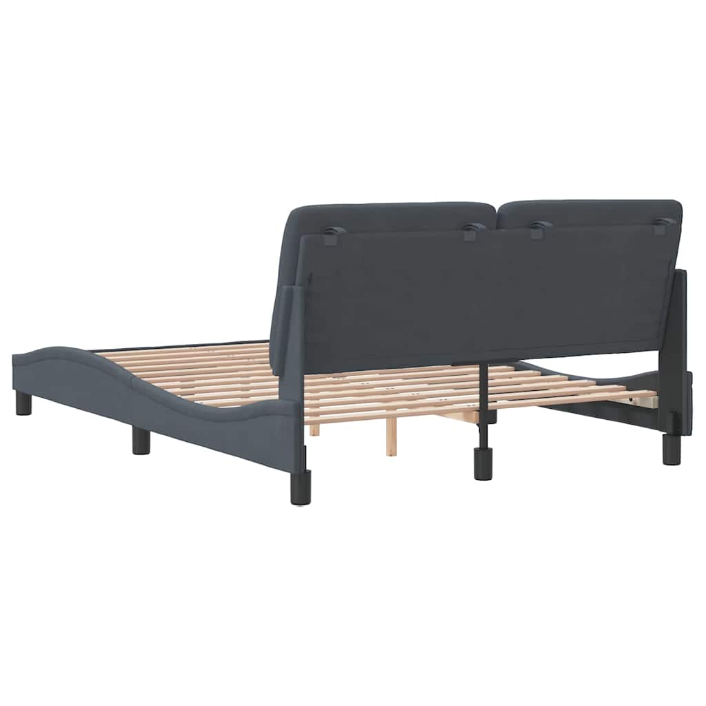 Bettgestell ohne Matratze Dunkelgrau 140x190 cm Samt