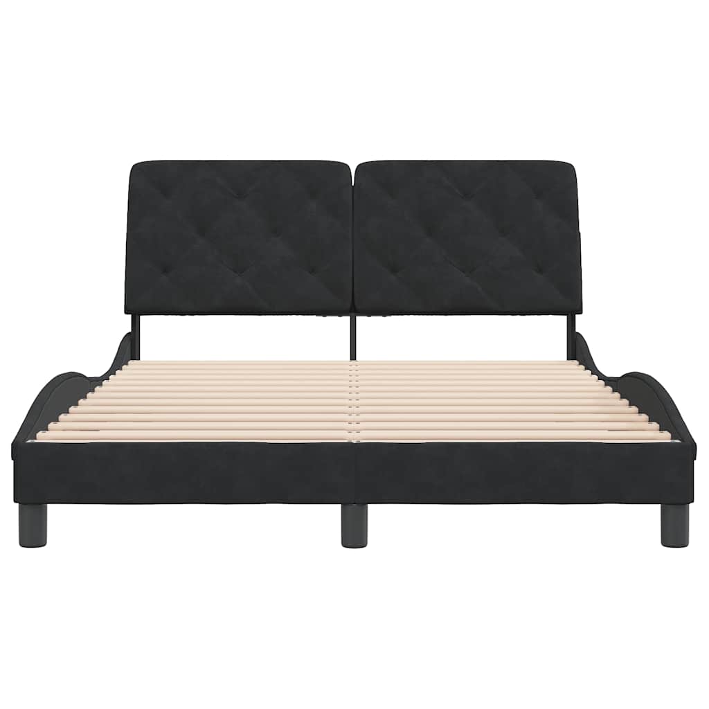 Bettgestell ohne Matratze Schwarz 140x190 cm Samt