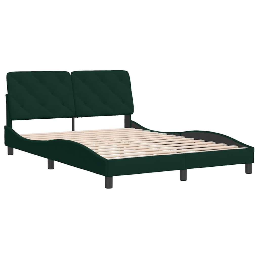 Bettgestell ohne Matratze Dunkelgrün 140x190 cm Samt