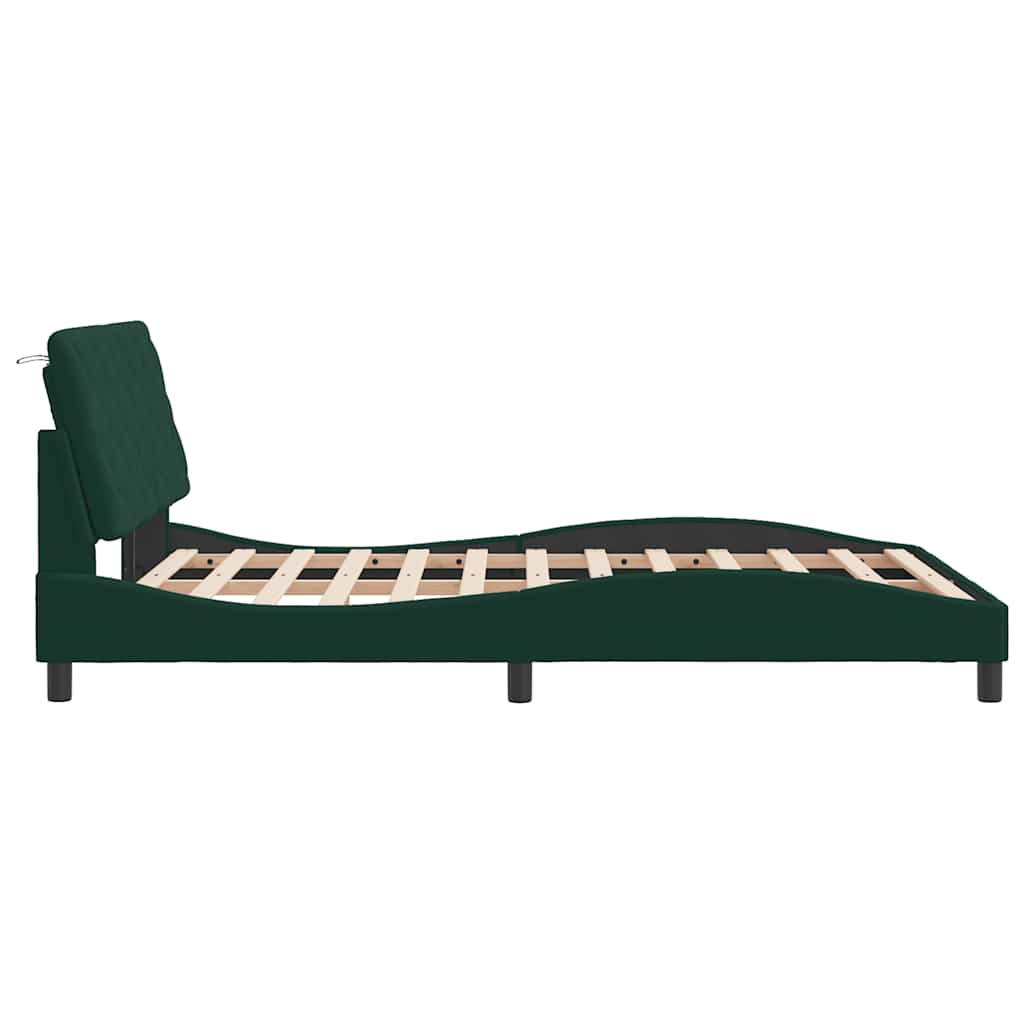 Bettgestell ohne Matratze Dunkelgrün 140x190 cm Samt