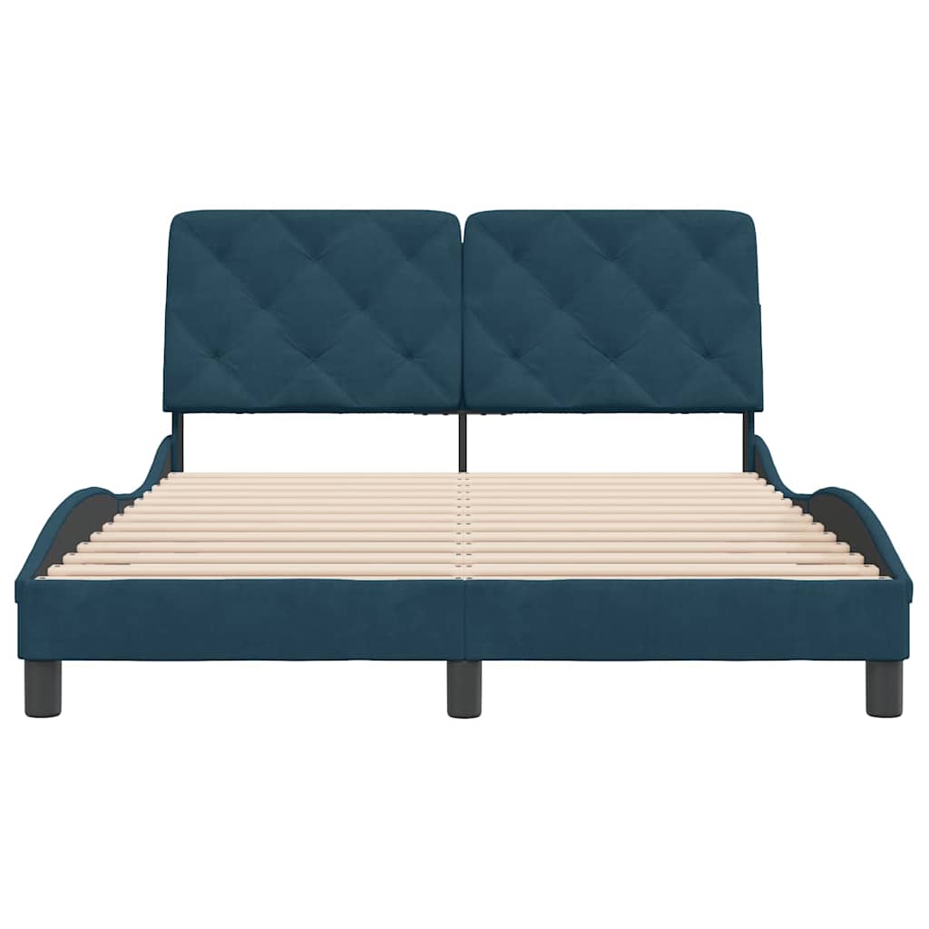 Bettgestell ohne Matratze Blau 140x190 cm Samt