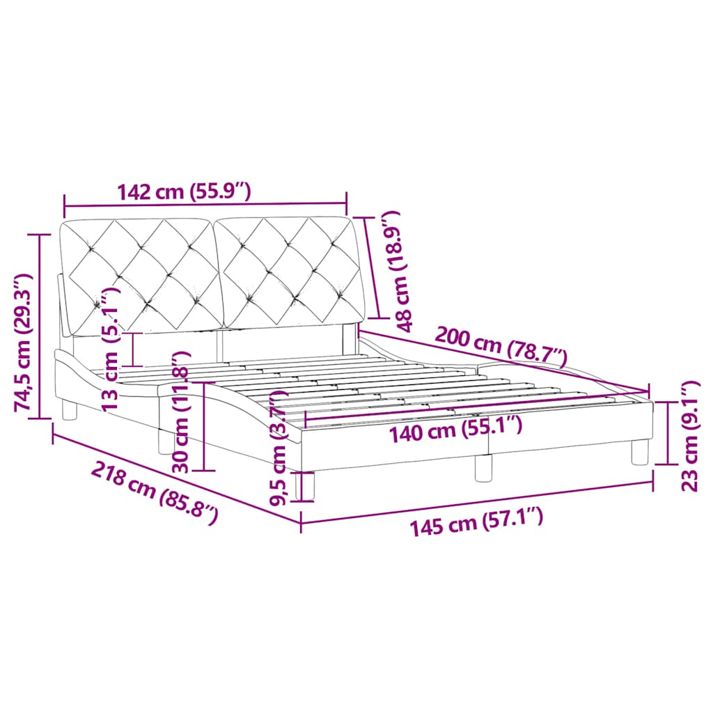 Bettgestell ohne Matratze Dunkelgrün 140x200 cm Samt