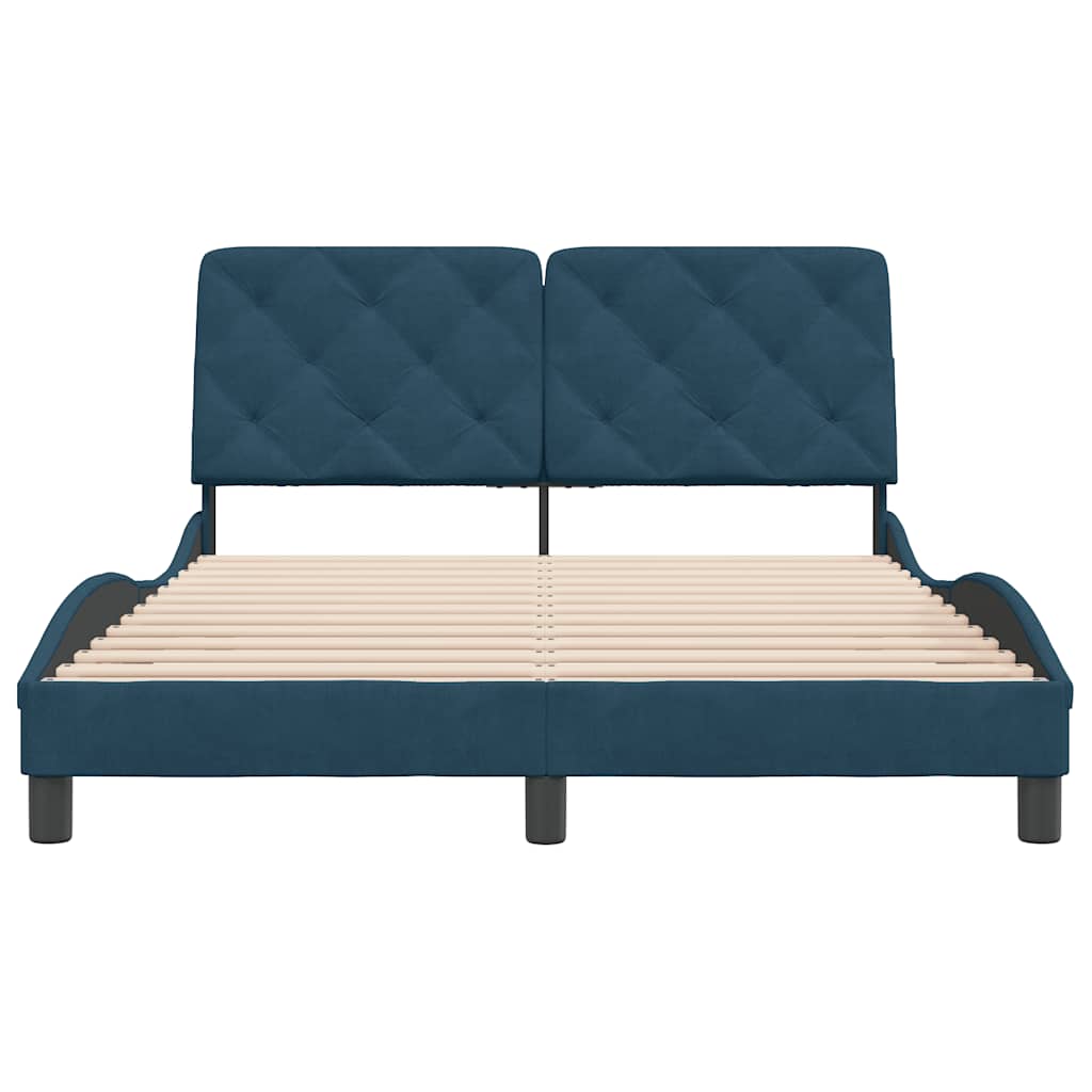 Bettgestell ohne Matratze Blau 140x200 cm Samt