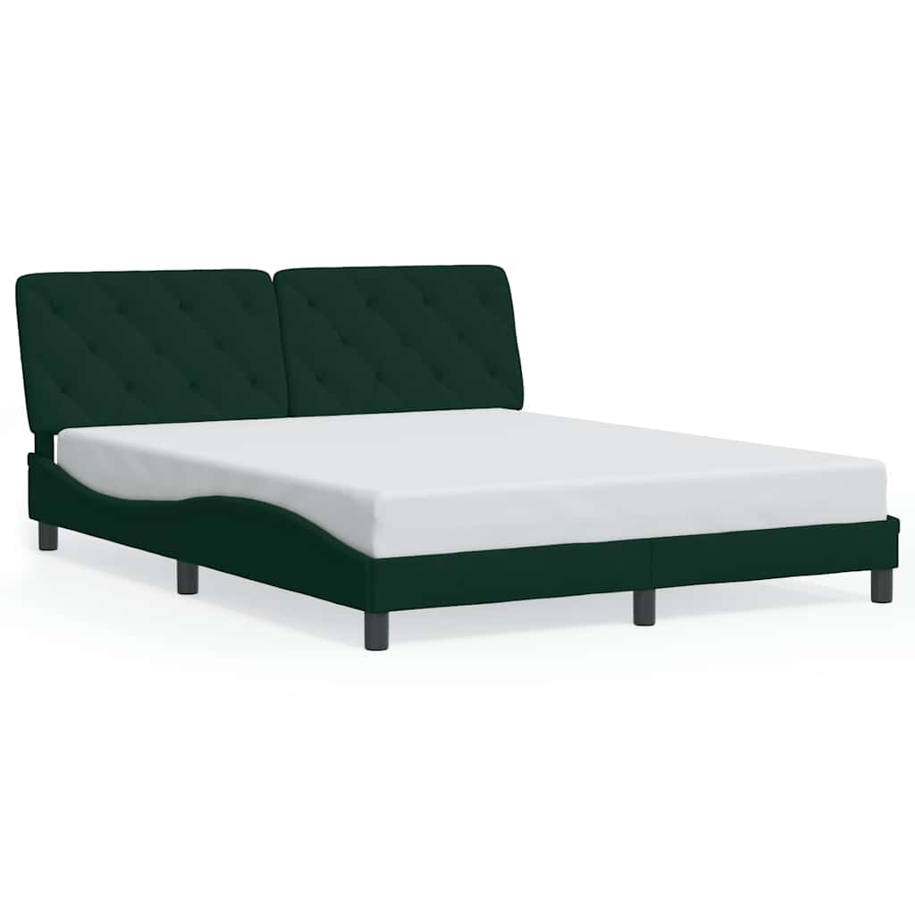 Bettgestell ohne Matratze Dunkelgrün 160x200 cm Samt