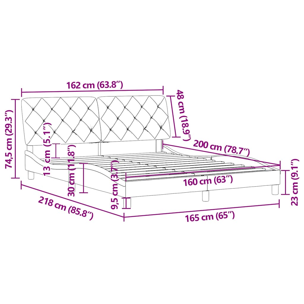 Bettgestell ohne Matratze Dunkelgrün 160x200 cm Samt