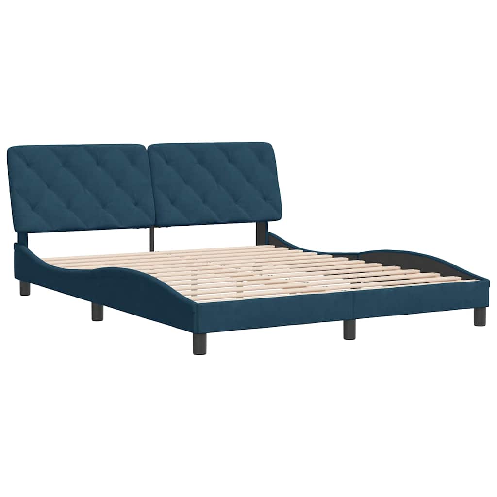 Bettgestell ohne Matratze Blau 160x200 cm Samt