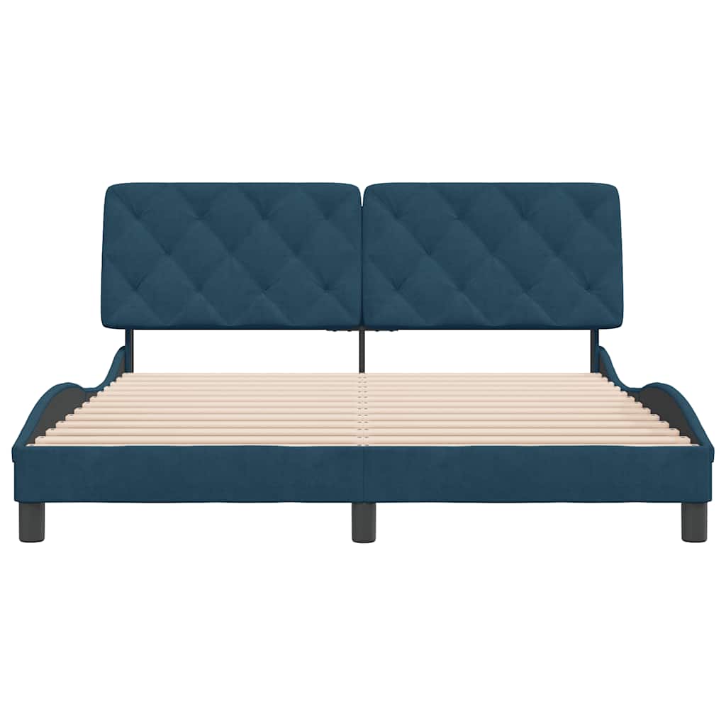 Bettgestell ohne Matratze Blau 160x200 cm Samt