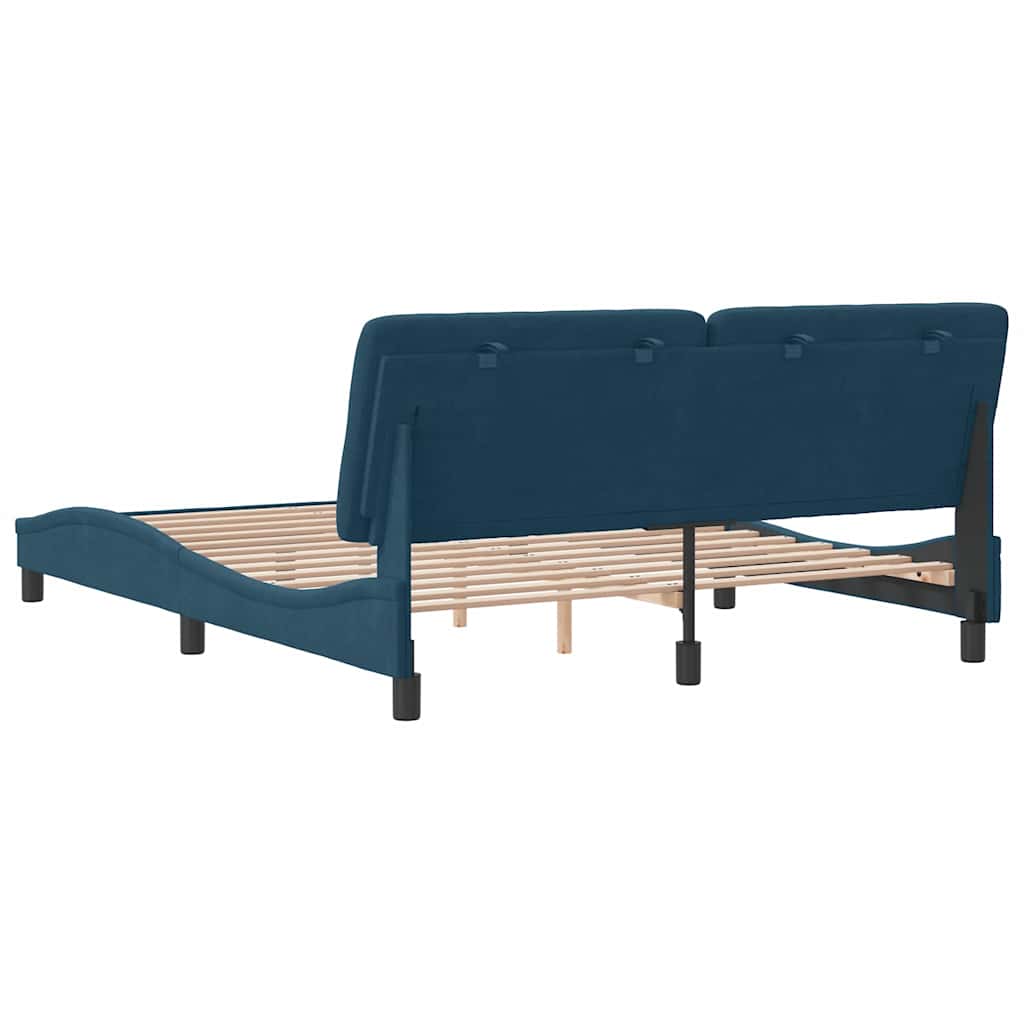 Bettgestell ohne Matratze Blau 160x200 cm Samt
