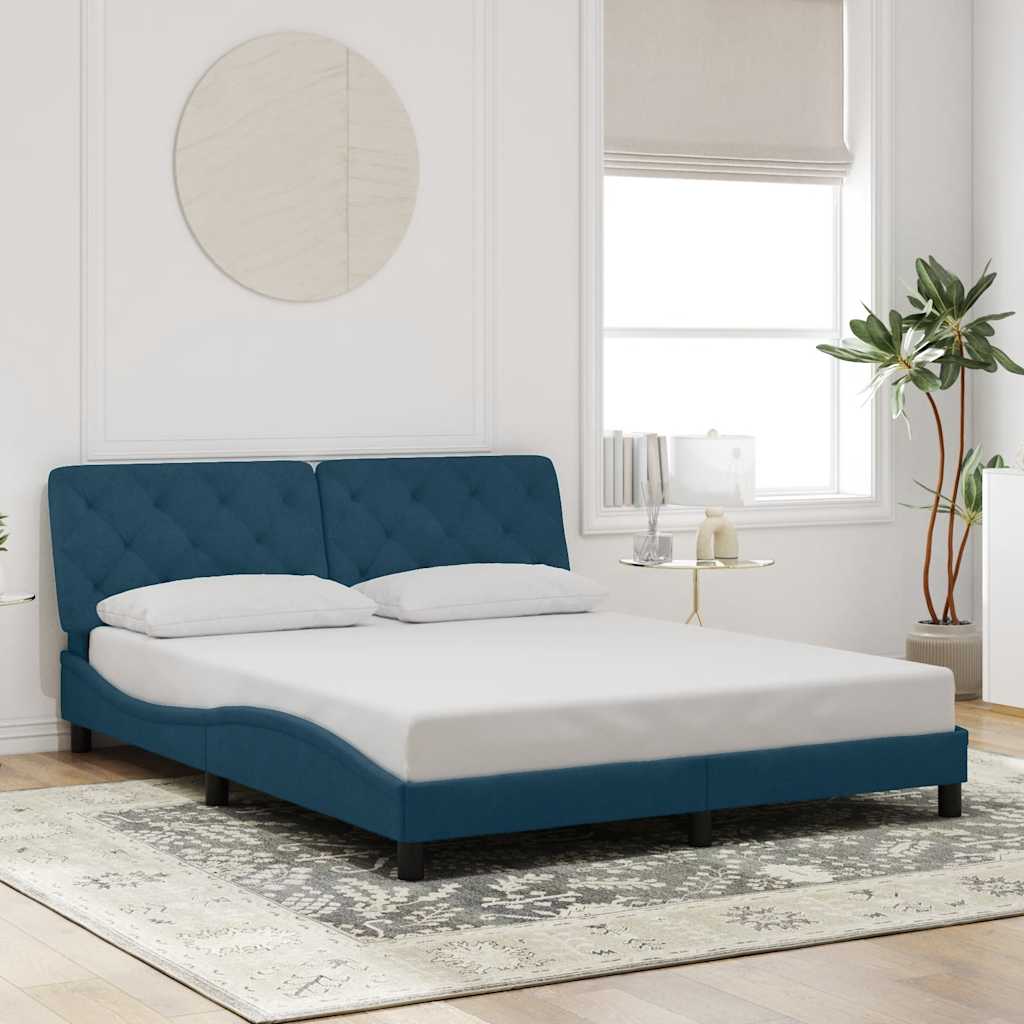 Bettgestell ohne Matratze Blau 160x200 cm Samt