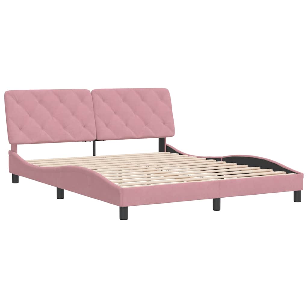 Bettgestell ohne Matratze Rosa 160x200 cm Samt