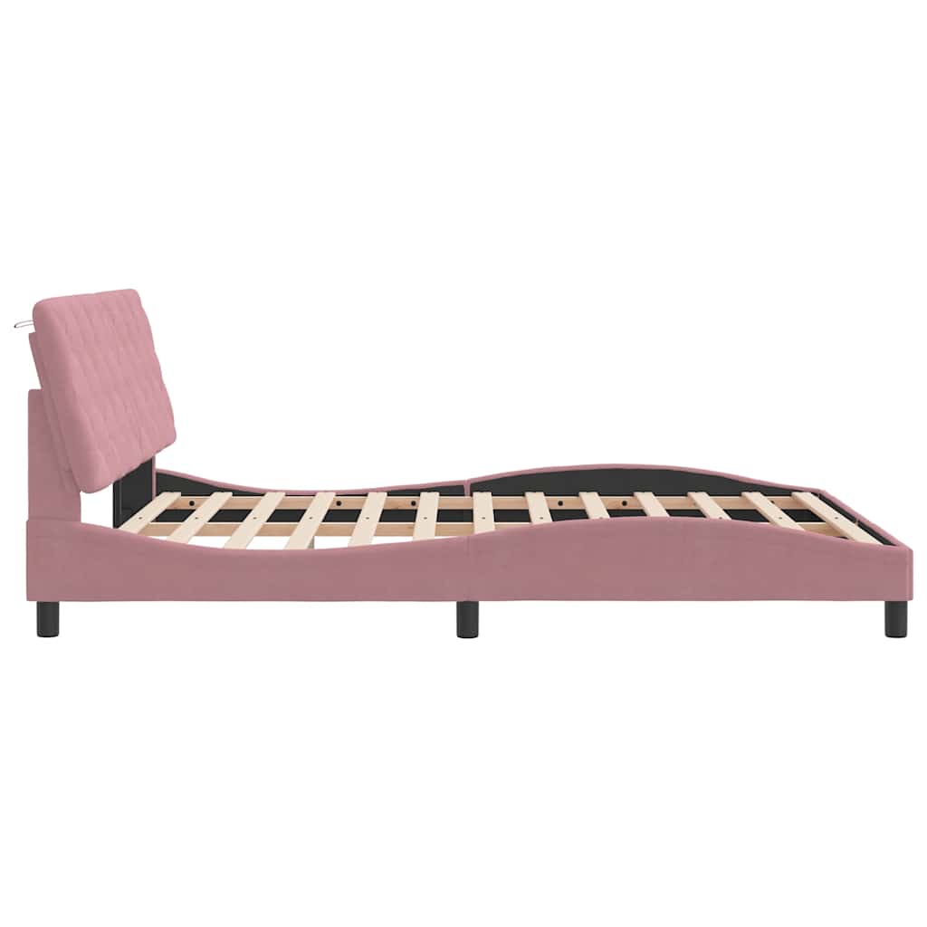 Bettgestell ohne Matratze Rosa 160x200 cm Samt