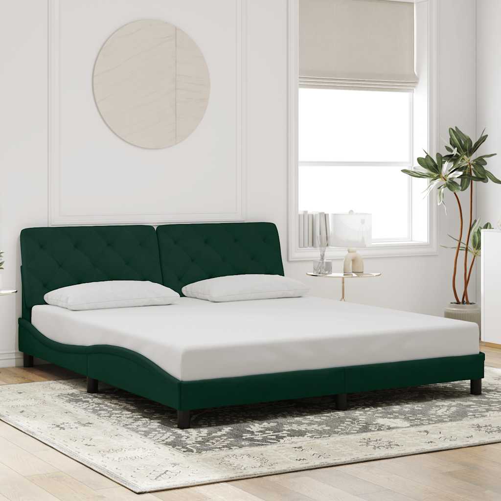 Bettgestell ohne Matratze Dunkelgrün 180x200 cm Samt