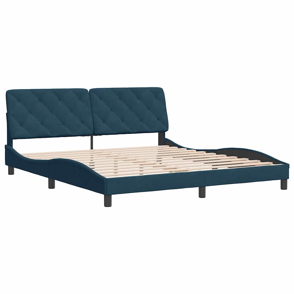Bettgestell ohne Matratze Blau 180x200 cm Samt