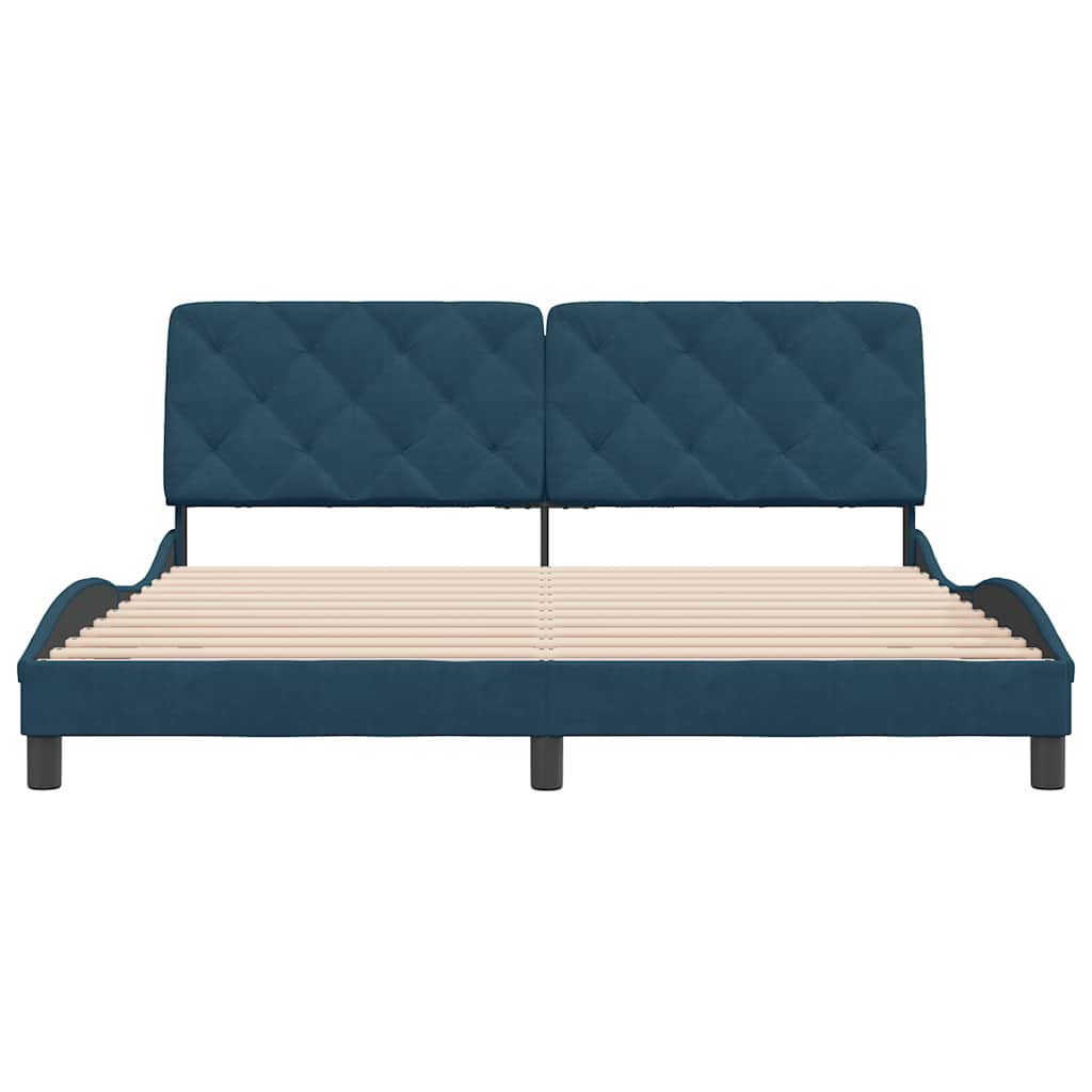 Bettgestell ohne Matratze Blau 180x200 cm Samt