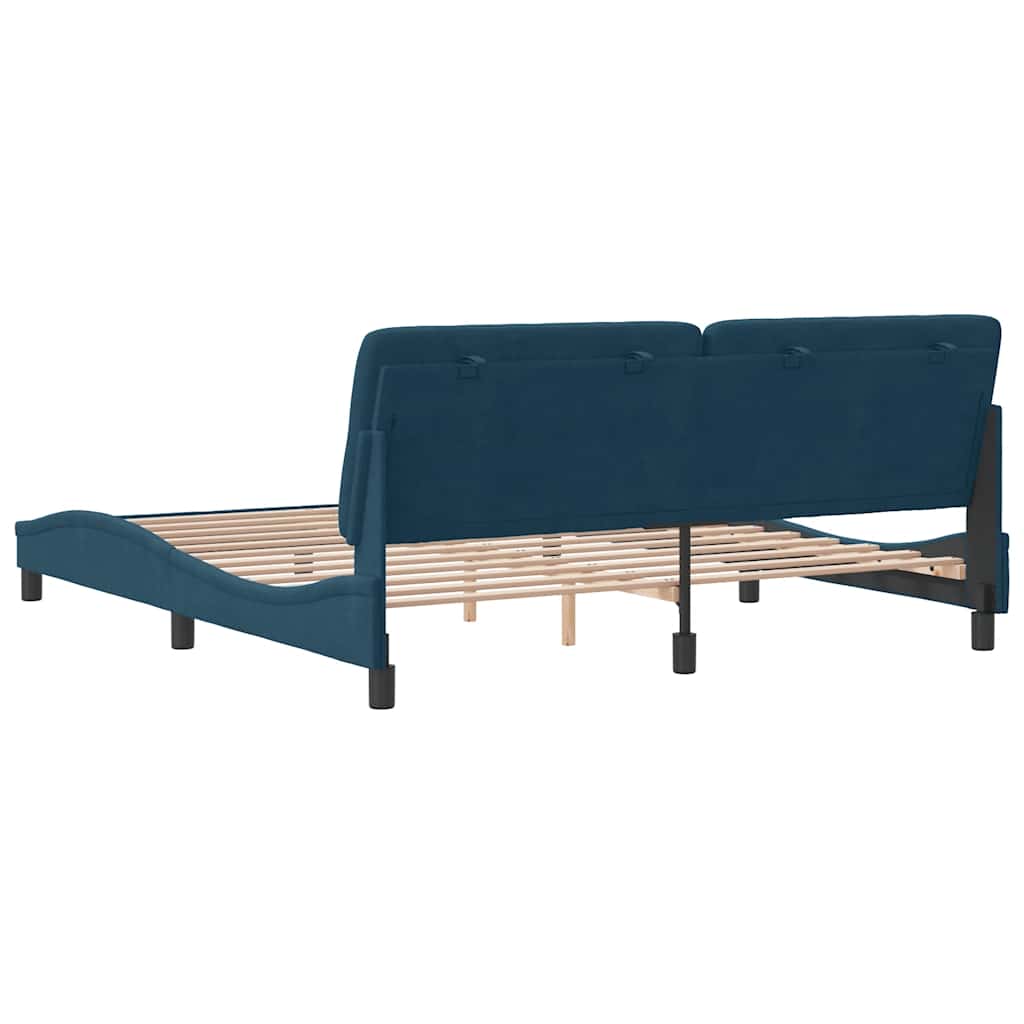 Bettgestell ohne Matratze Blau 180x200 cm Samt