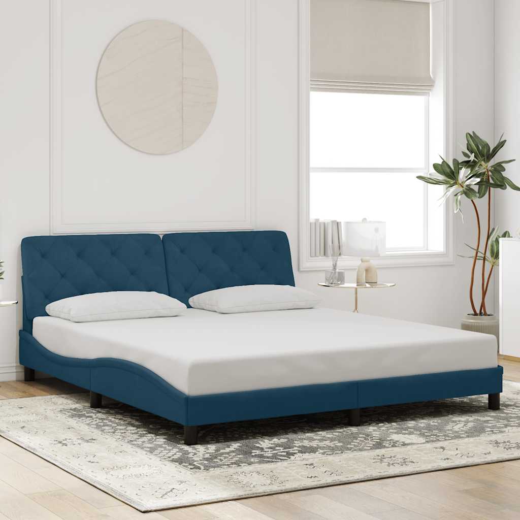 Bettgestell ohne Matratze Blau 180x200 cm Samt