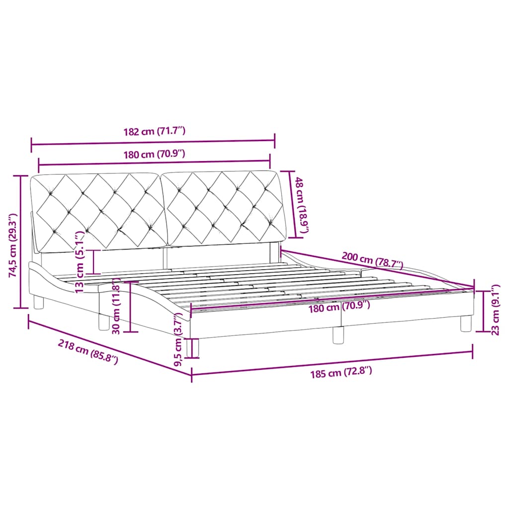 Bettgestell ohne Matratze Rosa 180x200 cm Samt