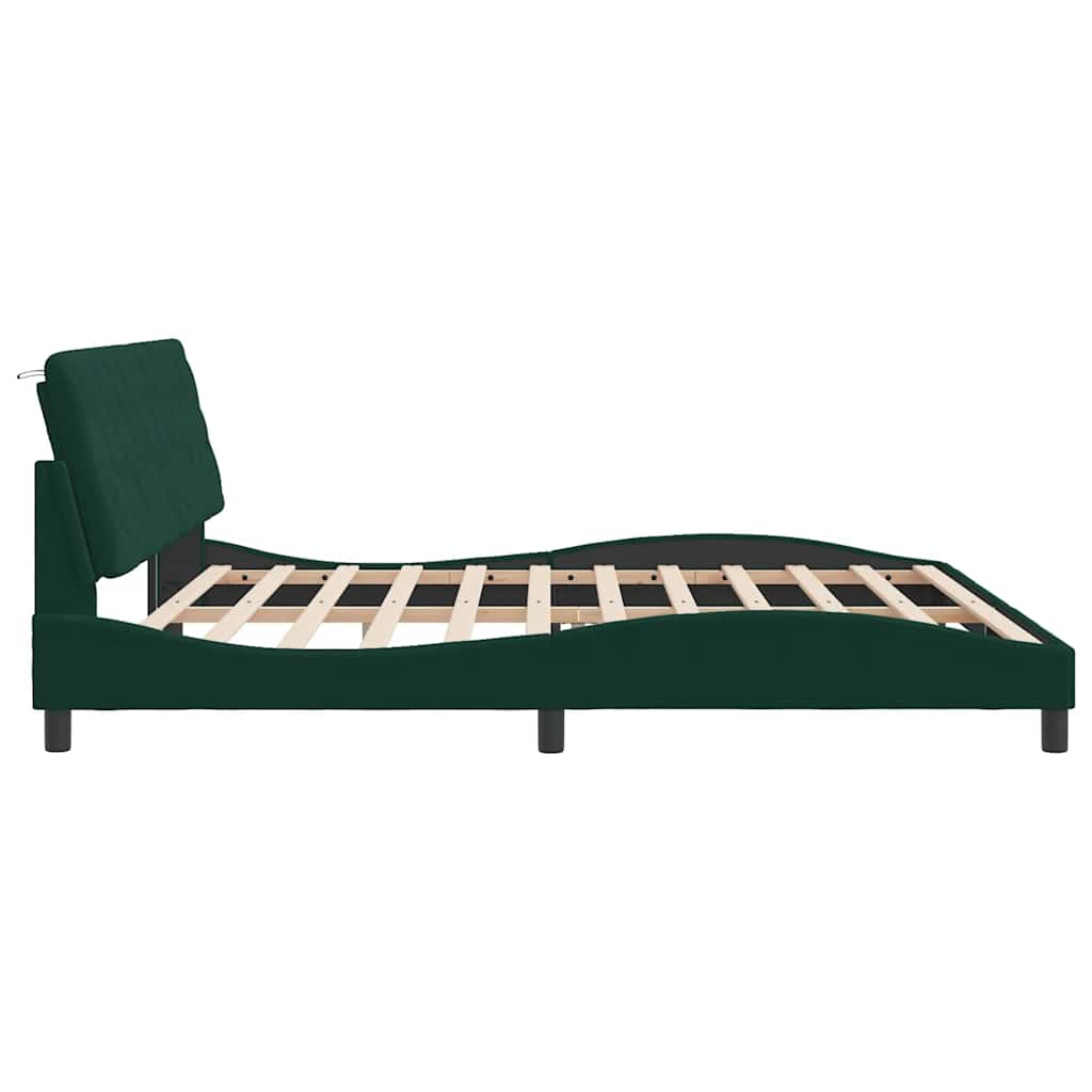 Bettgestell ohne Matratze Dunkelgrün 200x200 cm Samt